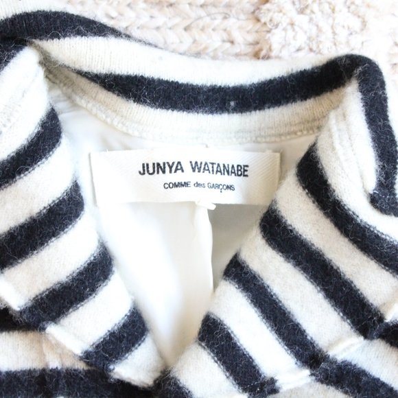 Good cond JUNYA WATANABE Commes does Garçons Black & white wool stripe jacket- M - Picture 5 of 6